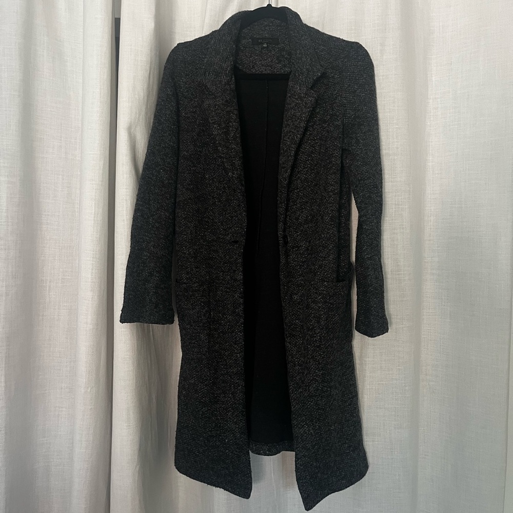 Grey peacoat.